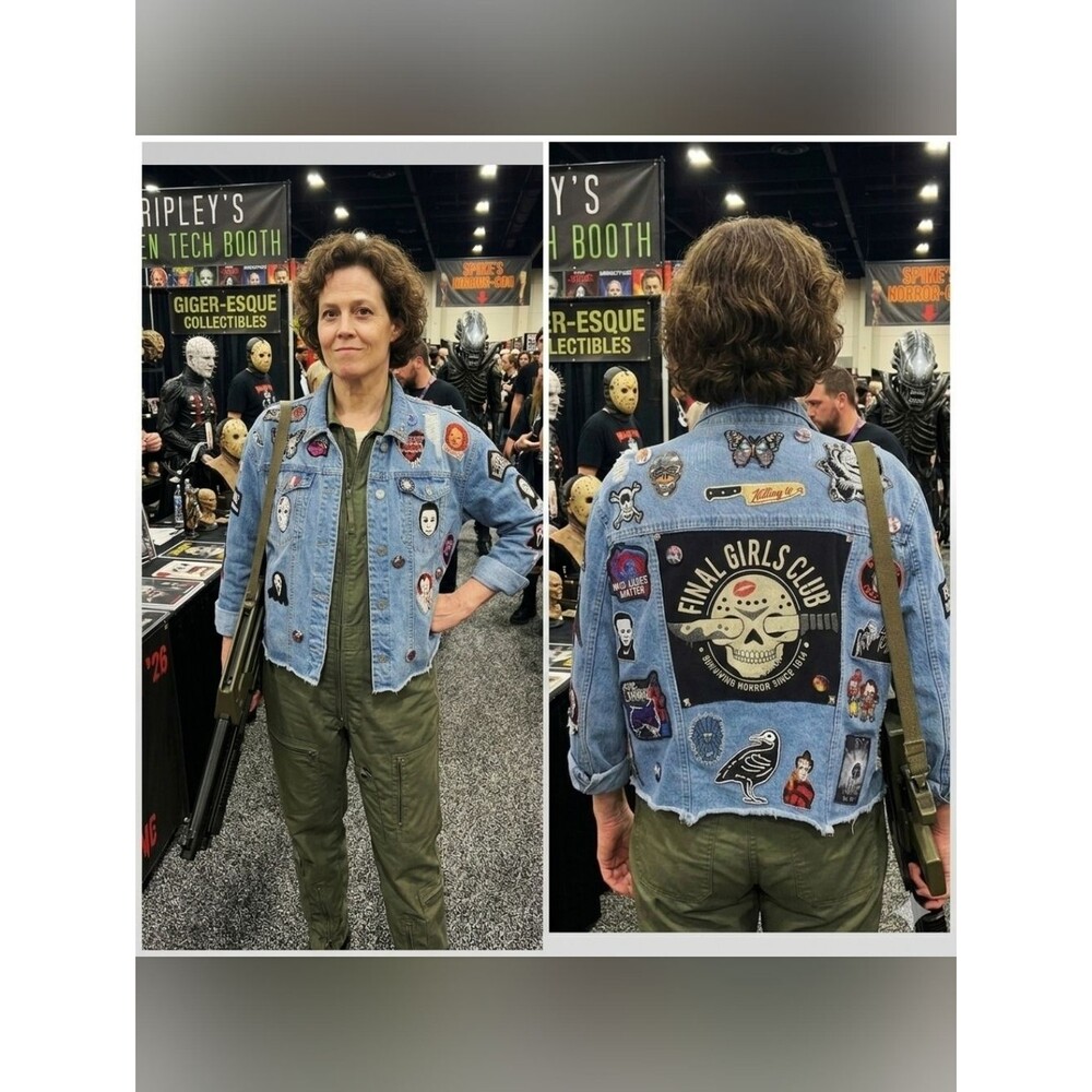 Boneyard Threadz Final Girl Denim Horror Battle Jacket Size 1X